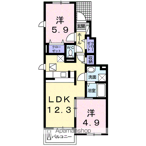 ジュネス・SOGO A棟(2LDK/1階)の間取り写真