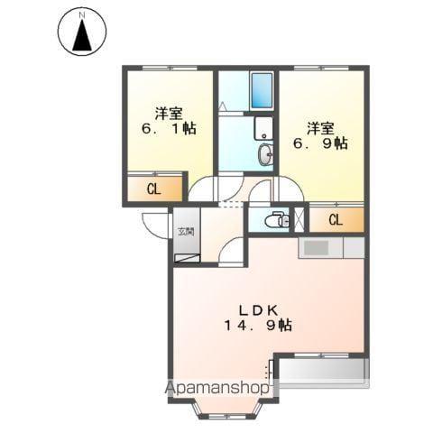 オアシス瑞穂(2LDK/2階)の間取り写真