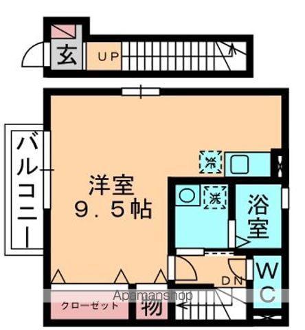 ピースサル(ワンルーム/2階)の間取り写真