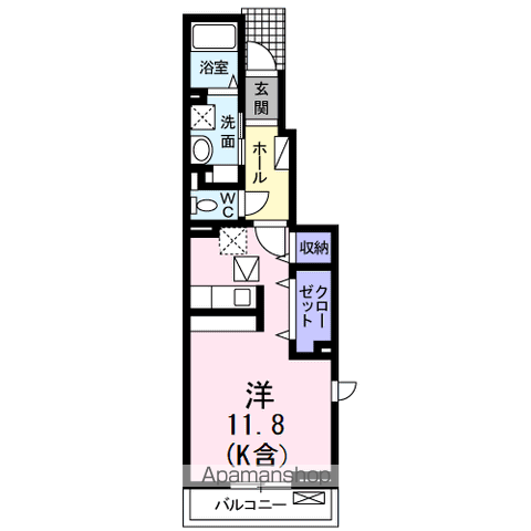 エスポワール Ⅱ(ワンルーム/1階)の間取り写真