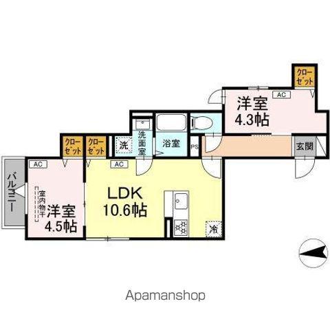 セレスティア六町III(2LDK/3階)の間取り写真