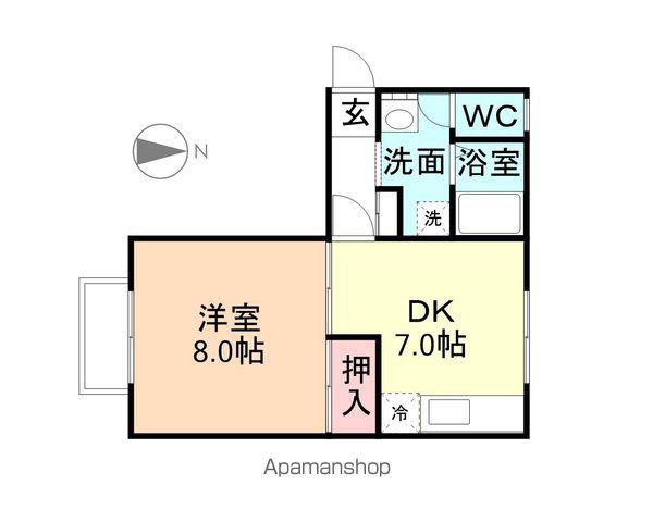 ビバリーハイツ(1DK/2階)の間取り写真