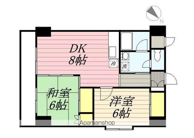 トレゾァ横浜(2DK/6階)の間取り写真