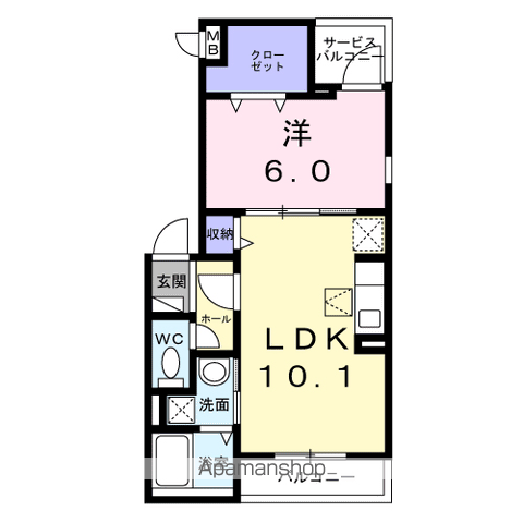 カサ・ベル(1LDK/1階)の間取り写真