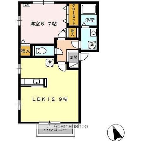 ルミエール清洲B(1LDK/2階)の間取り写真