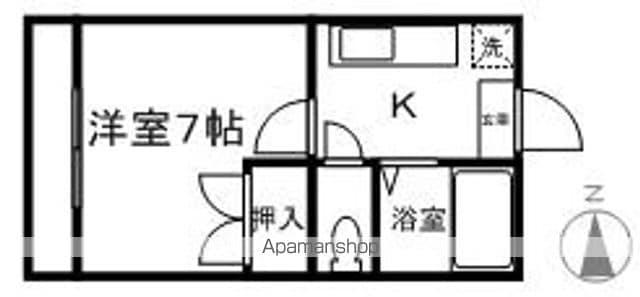 センチュリー旭ヶ丘Ⅲ(1K/2階)の間取り写真