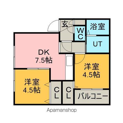 ドルチェⅠ(2DK/1階)の間取り写真