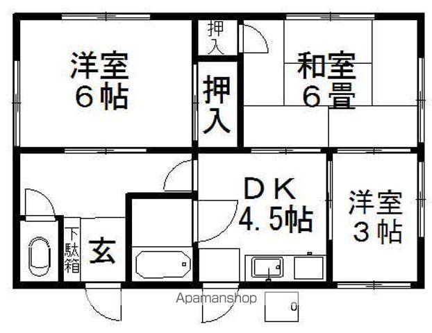 予讃線 伊予富田駅 徒歩17分 1階建 築46年(2SDK)の間取り写真