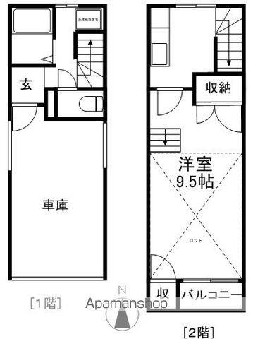ハイクオリティ三輪(1K/1階)の間取り写真