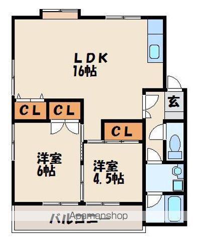 リバーサイドMⅡ(2LDK/3階)の間取り写真