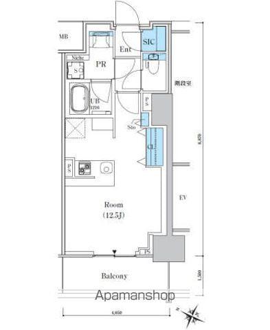 ロイヤルパークスER万代(ワンルーム/6階)の間取り写真