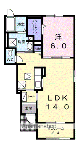 マルセリーノ B(1LDK/1階)の間取り写真
