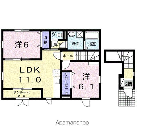 モダン・タイムス(2LDK/2階)の間取り写真