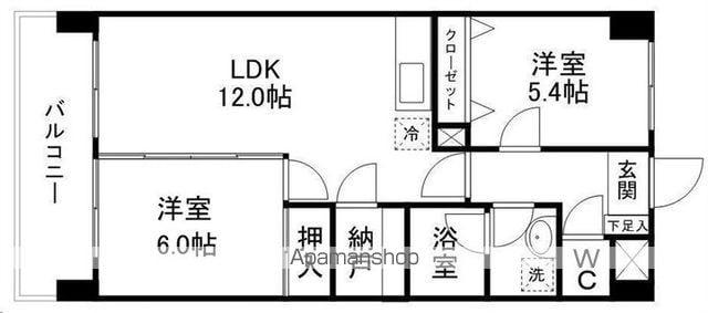 リュウセイマンション(2LDK/5階)の間取り写真