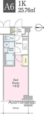 クロスレジデンス飯田橋(1K/8階)の間取り写真