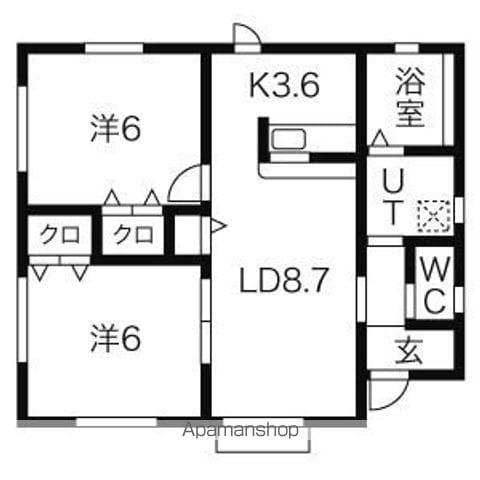 陸羽東線 塚目駅 徒歩14分 1階建 築16年(2LDK)の間取り写真