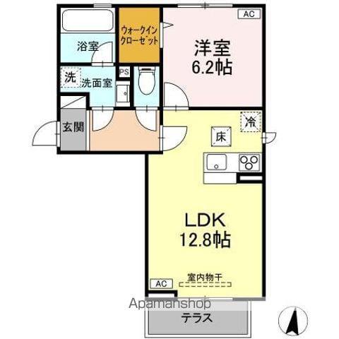 DーROOM新白河 II(1LDK/1階)の間取り写真