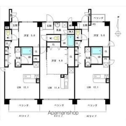 IHK天塚 Ⅱ(1LDK/2階)の間取り写真