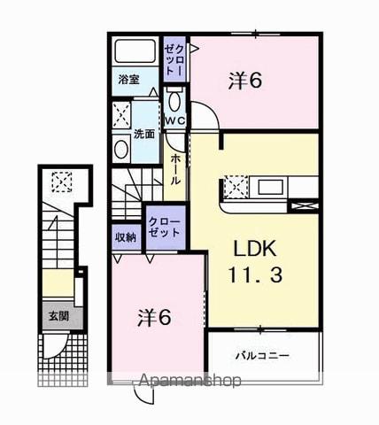 アプリコット・サン B(2LDK/2階)の間取り写真