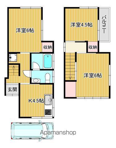 奈良線 新田駅(京都) 徒歩14分 2階建 築53年(3K)の間取り写真