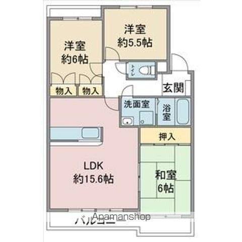 ラ・ファミーユ 1(3LDK/2階)の間取り写真