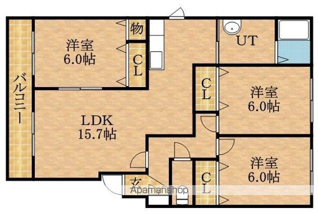 パークハイツF(3LDK/4階)の間取り写真
