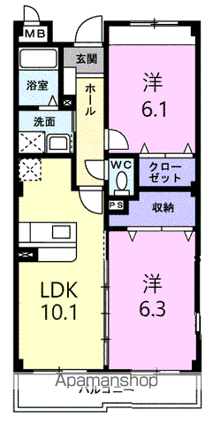 メゾンドルミエール(2LDK/3階)の間取り写真