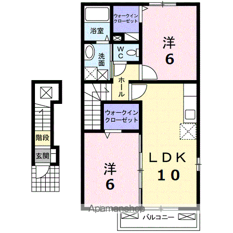 グリシーヌ(2LDK/2階)の間取り写真