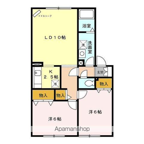 セジュール若草(2LDK/2階)の間取り写真