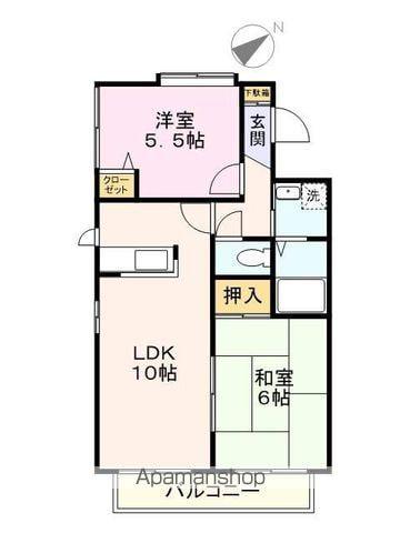 パークフラッツ六木(2LDK/1階)の間取り写真