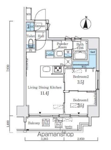 シーズンフラッツ錦糸町ウエスト(2LDK/2階)の間取り写真