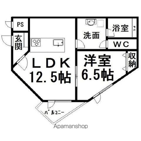パセオさいわい(1LDK/1階)の間取り写真