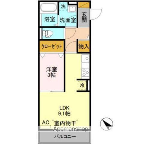 ミルアモールE(1LDK/3階)の間取り写真