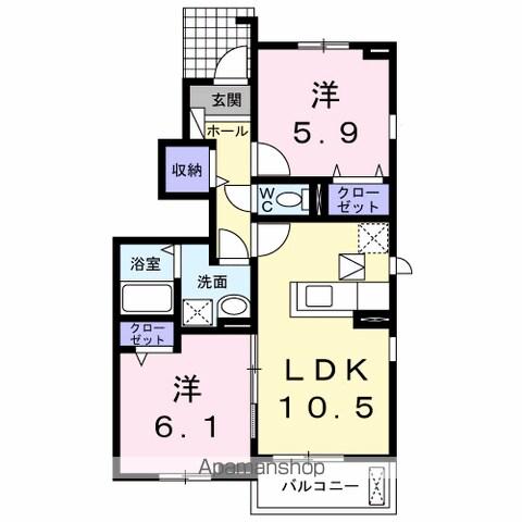 クラール南庄町 D(2LDK/1階)の間取り写真
