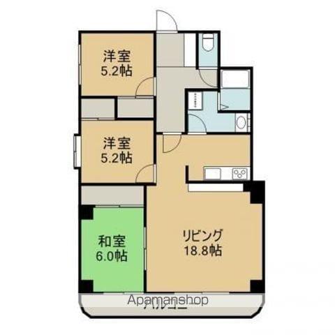 レヂオンス湯の川(3LDK/2階)の間取り写真