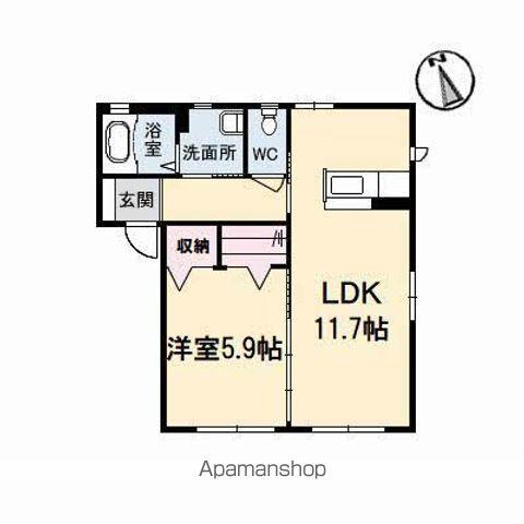 クラヴィエ南昭和 B棟(1LDK/1階)の間取り写真