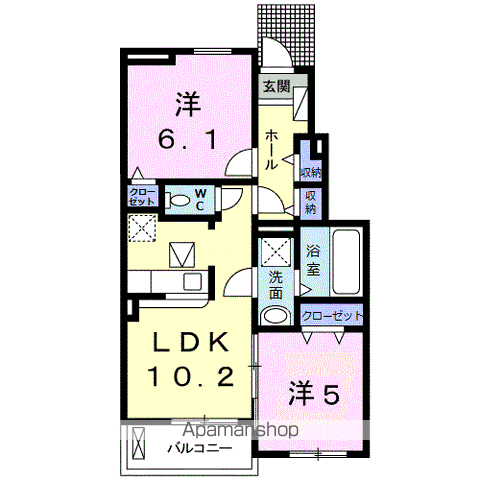 サームヴェリテ Ⅱ(2LDK/1階)の間取り写真