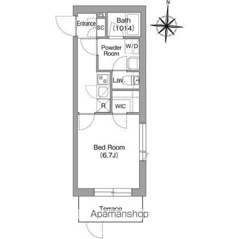 コンフォリア・リヴ両国イースト(1K/1階)の間取り写真