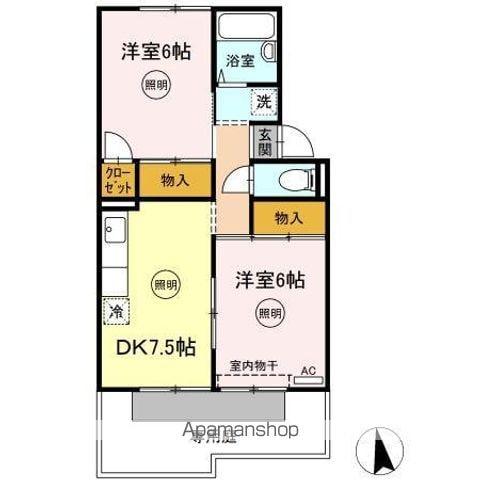 コーポ・シャルン(2DK/1階)の間取り写真