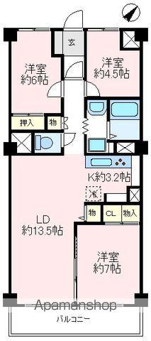 狭山ハイツ(3LDK/3階)の間取り写真