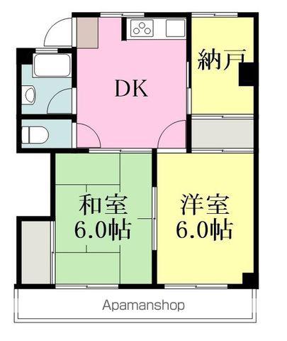 コーポ若藤(2DK/2階)の間取り写真