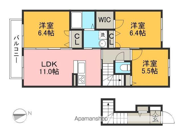 シャーメゾン カトレア A棟(3LDK/2階)の間取り写真