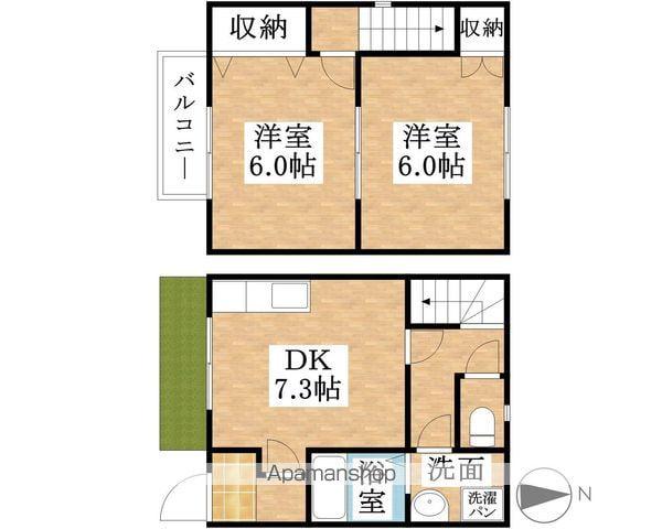 ＤＵＰＬＥＸ国王２０５　Ｂ棟(2DK)の間取り写真