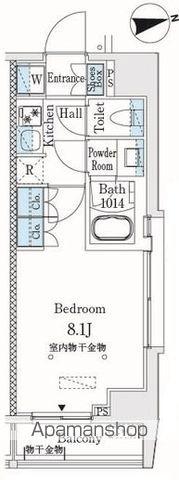 市谷仲之町ビューアパートメント(1K/9階)の間取り写真