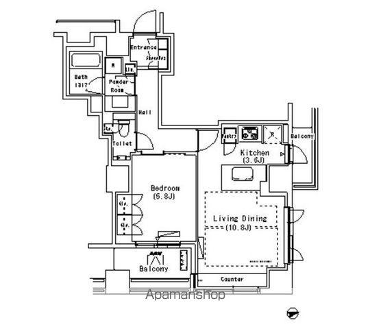 パークアクシス代官山(1LDK/4階)の間取り写真