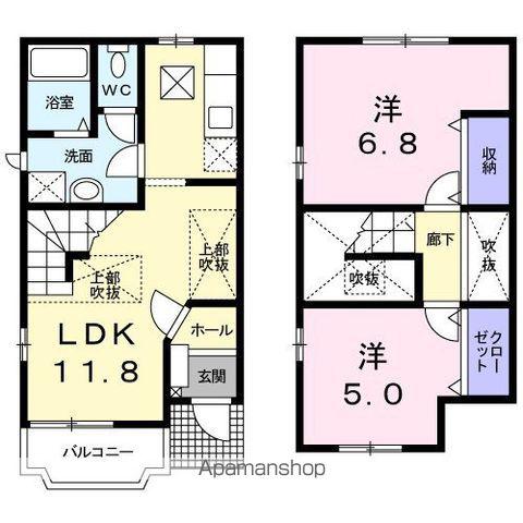 エクセレントタイムⅢ(2LDK/1階)の間取り写真