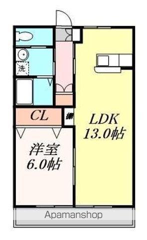 SANS片西(1LDK/1階)の間取り写真