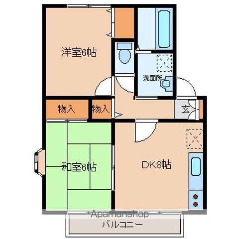 ハイカムール柧C(2DK/1階)の間取り写真