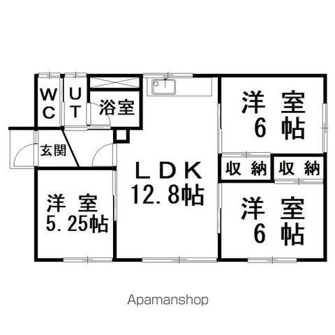 根室本線 音別駅 バス乗車時間：1分 音別駅前バス停で下車 徒歩8分 1階建 築50年(3LDK)の間取り写真