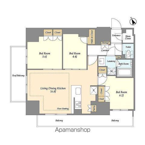 オアーゼ日暮里レジデンス(3LDK/12階)の間取り写真